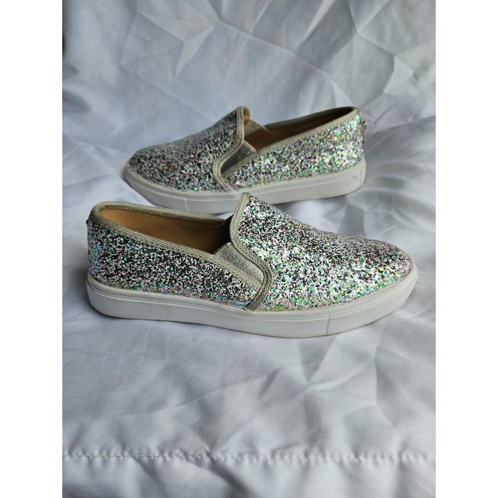FEVERSOLE Women's Fashion Slip On Sneaker Casual Platform Loafers Ice Silver